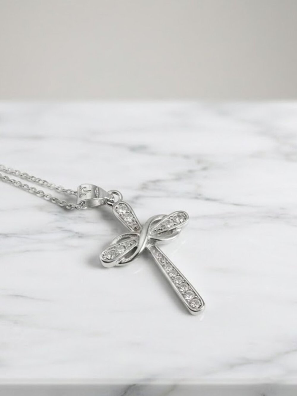 Elegant Silver Cross Pendant Necklace